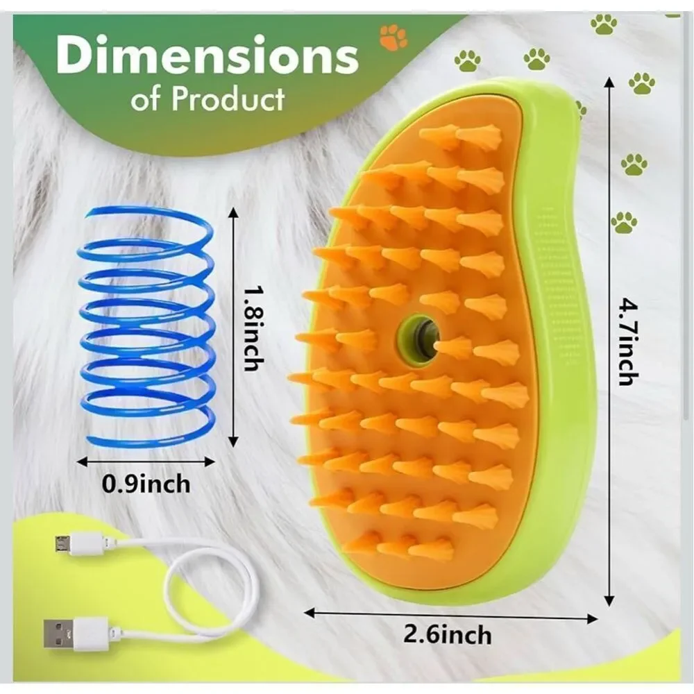 Emami NIB 3-in-1 Electric Spray Massage Grooming Hair Comb Steamy Cat Dog Brush